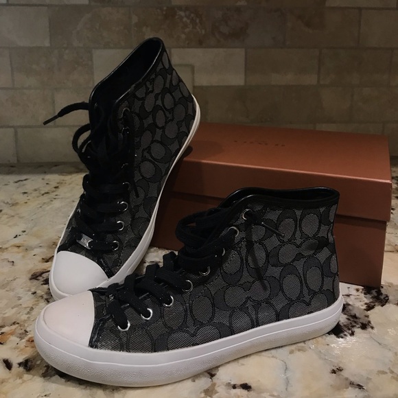 coach black high top sneakers